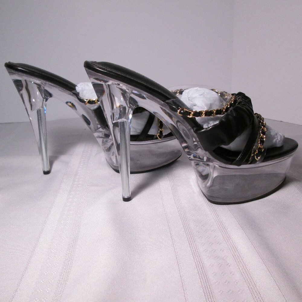 Cape Robbin Callum Black Gold Chain Platform Heels Sz 11 - Picture 3 of 11